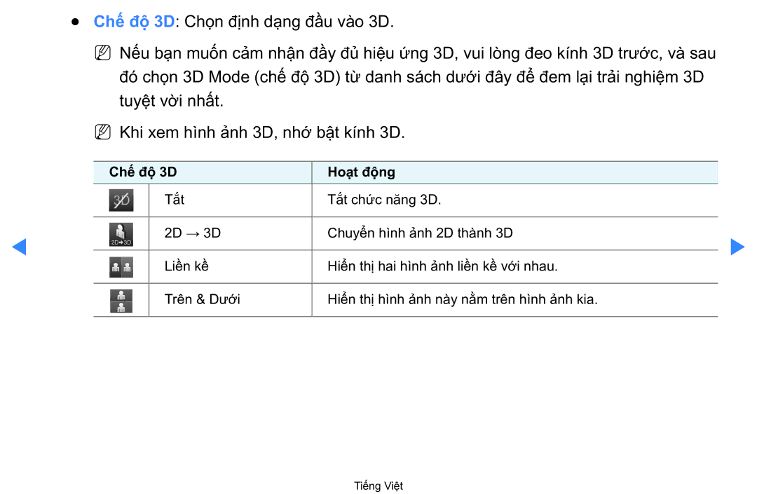 Samsung UA40D5500RRXXV manual Bật kí́nh 3D 