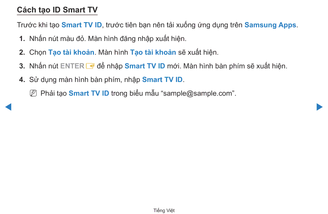 Samsung UA40D5500RRXXV manual Cách tạ̣o ID Smart TV 