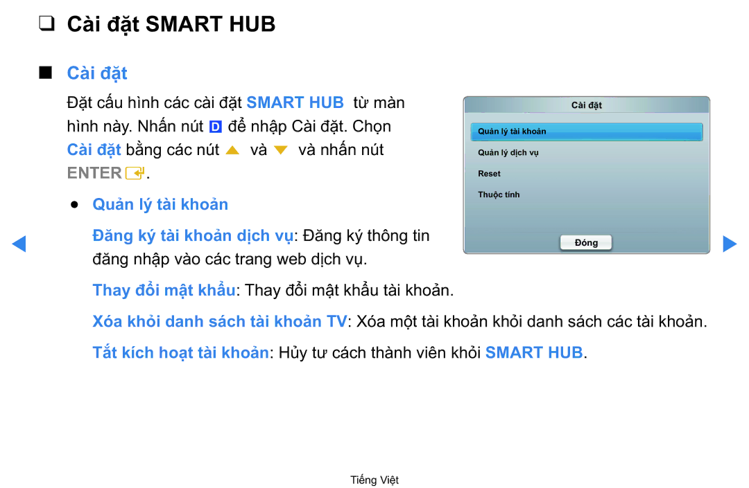 Samsung UA40D5500RRXXV manual Cài đặt Smart HUB 