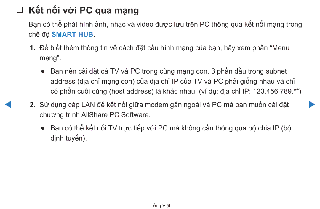 Samsung UA40D5500RRXXV manual Kết nối vớ́i PC qua mạ̣ng 