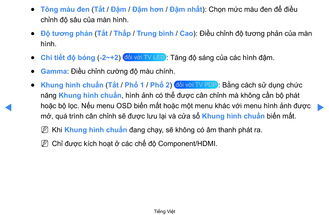 Samsung UA40D5500RRXXV manual NN Chỉ được kí́ch hoạt ở các chế độ Component/HDMI 