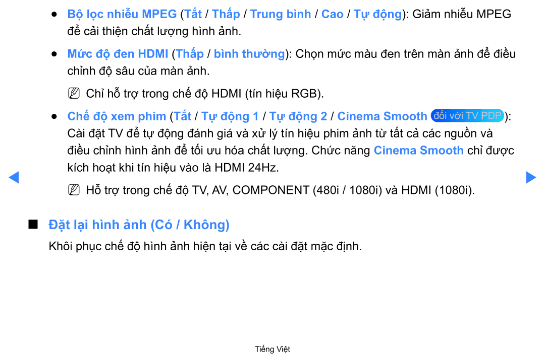 Samsung UA40D5500RRXXV manual Đăt lại hình anh Có / Không 