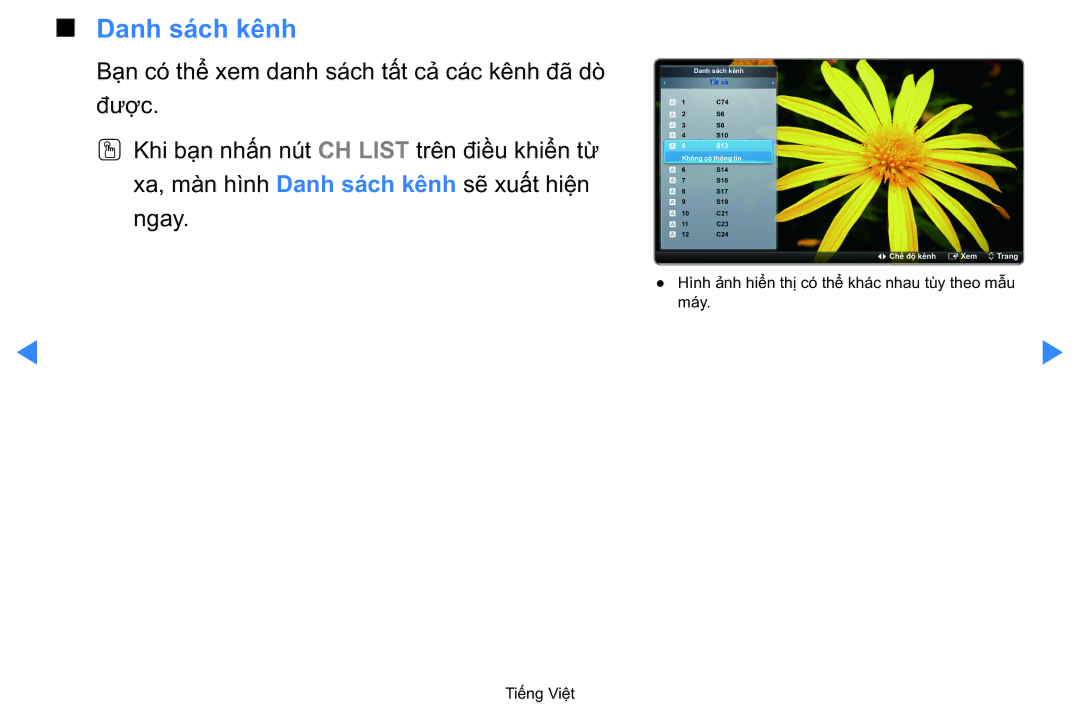 Samsung UA40D5500RRXXV manual Danh sach kênh 