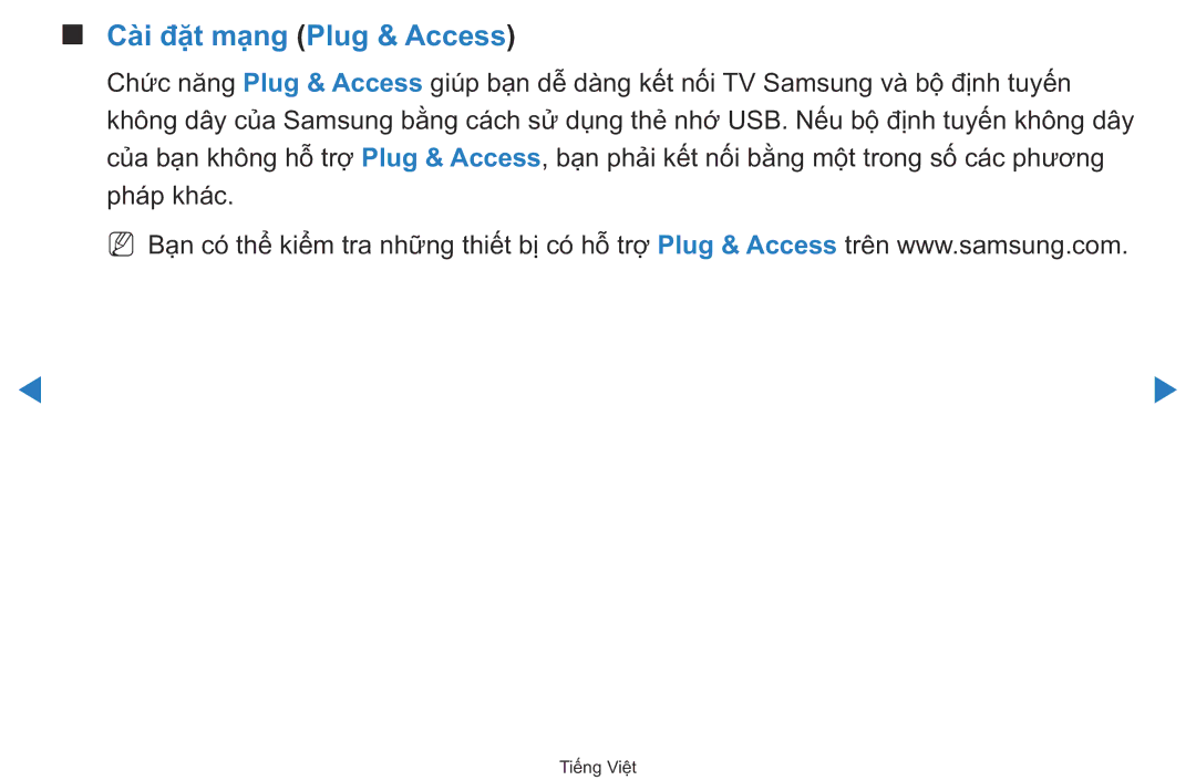 Samsung UA40D5500RRXXV manual Cai đăt mạng Plug & Access 