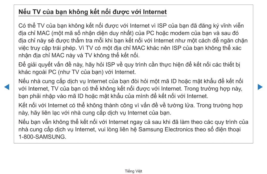 Samsung UA40D5500RRXXV manual Nếu TV của bạ̣n không kết nối được vớ́i Internet 