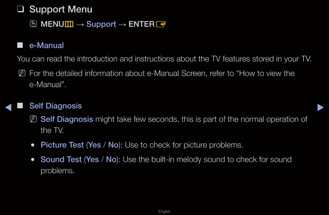 Samsung UA40D6000SRXRQ, UA40D6000SRSAS, UA40D6600WNXHC, UA40D6600WNXUM manual Support Menu, OO MENUm → Support → Entere 