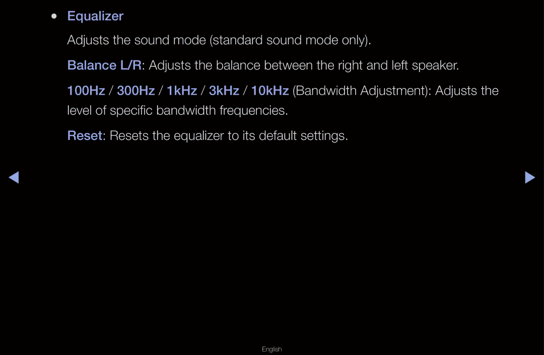 Samsung UA40D6600WNXXV, UA40D6600WMSHD, UA40D6600WNXHC, UA40D6600WNXUM, UA32D6000SNXZN, UA55D6600WMXHC manual Equalizer 