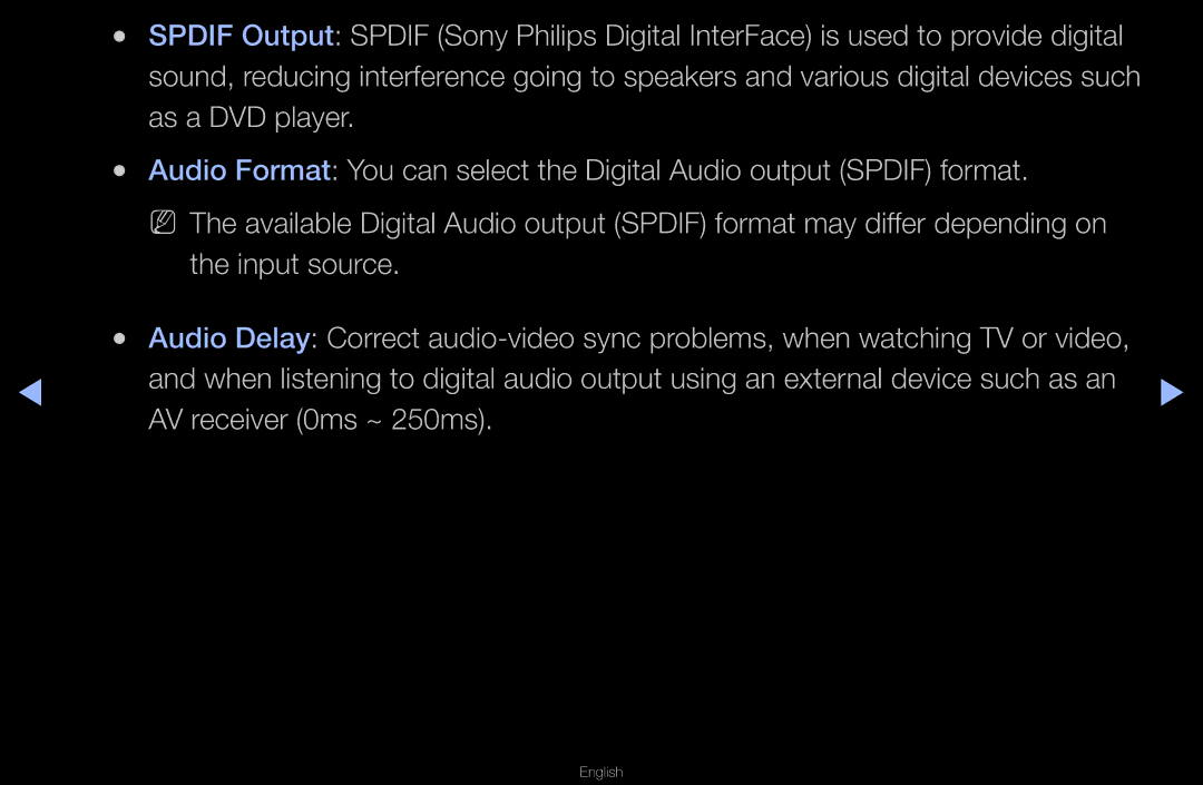 Samsung UA46D6000SNXXV, UA40D6600WMSHD, UA40D6600WNXHC, UA40D6600WNXUM, UA32D6000SNXZN Input source, AV receiver 0ms ~ 250ms 