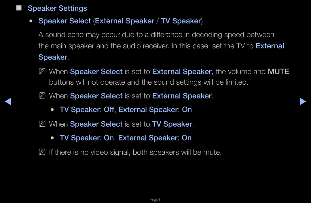 Samsung UA55D6600WNXXV, UA40D6600WMSHD, UA40D6600WNXHC manual NN If there is no video signal, both speakers will be mute 