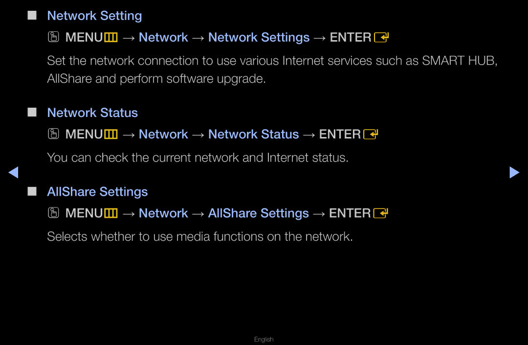 Samsung UA40D6600WMSHD, UA40D6600WNXHC, UA40D6600WNXUM, UA32D6000SNXZN You can check the current network and Internet status 