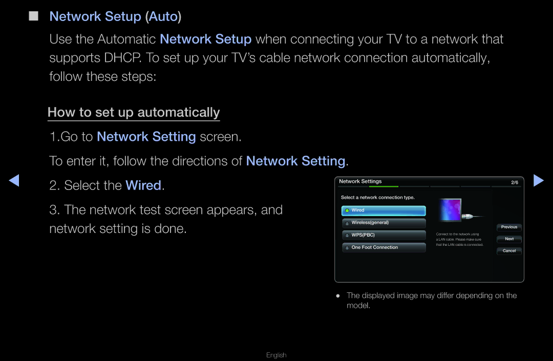 Samsung UA40D6600WNXHC, UA40D6600WMSHD, UA40D6600WNXUM, UA32D6000SNXZN, UA55D6600WMXHC, UA46D6400UNXUM manual Network Setup Auto 