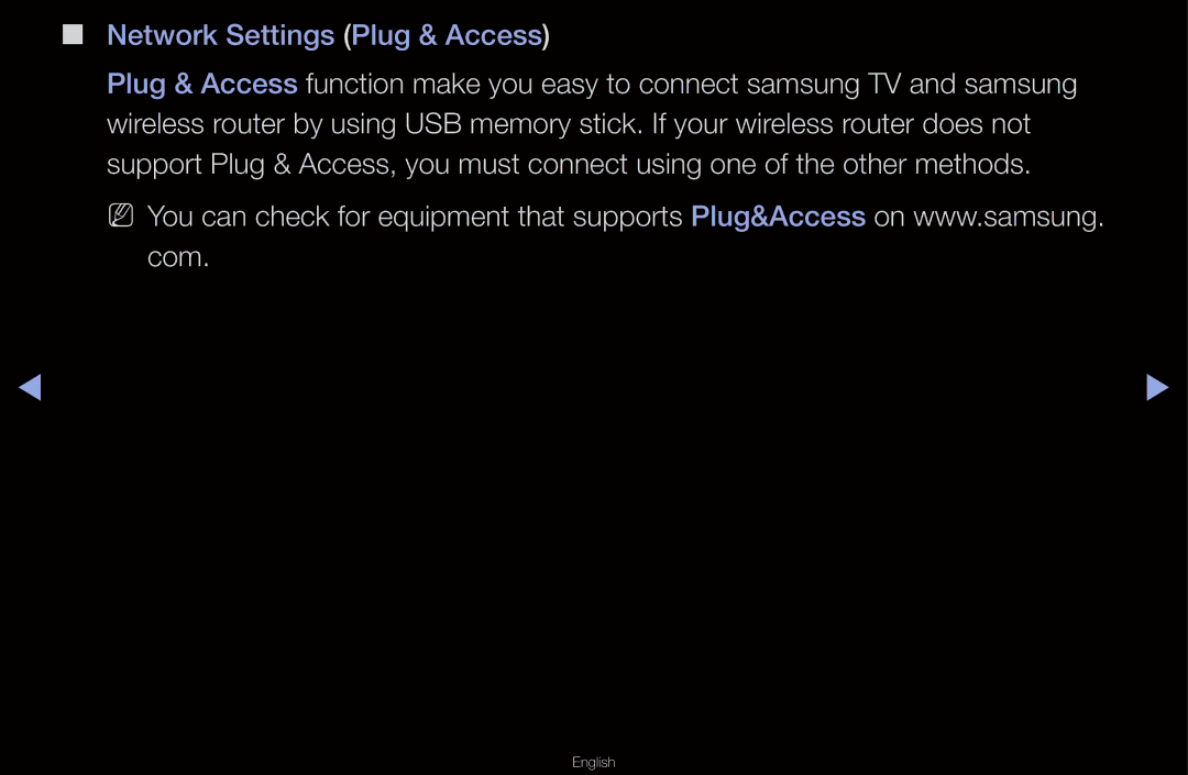 Samsung UA46D6000SMSHD, UA40D6600WMSHD, UA40D6600WNXHC, UA40D6600WNXUM, UA32D6000SNXZN manual Network Settings Plug & Access 