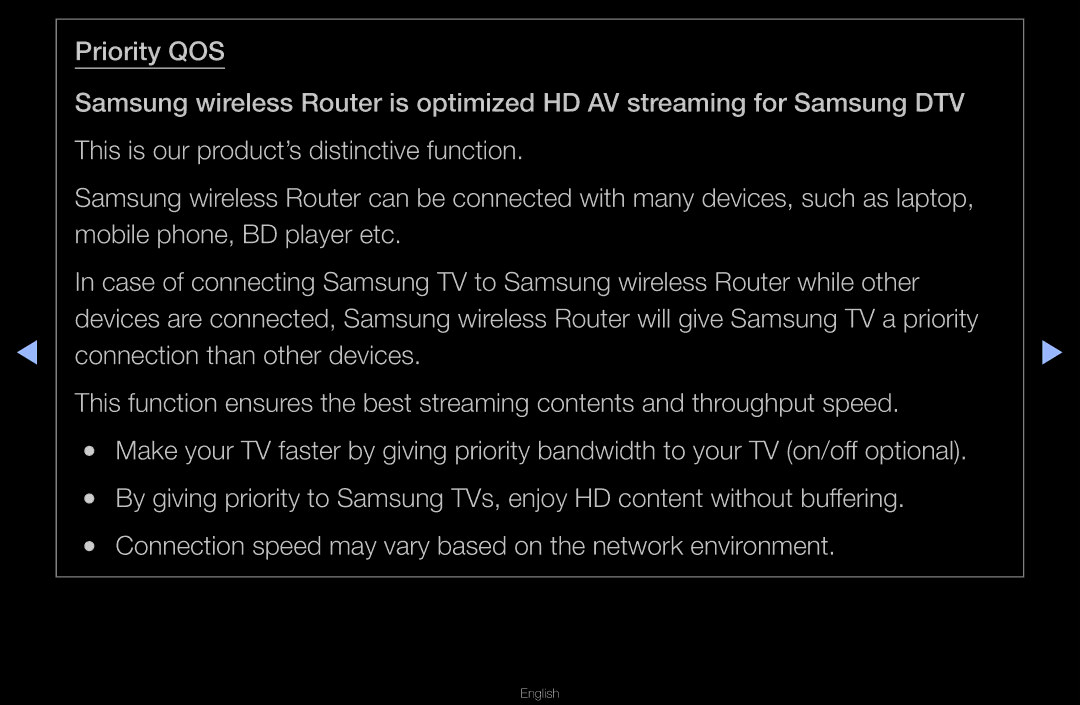 Samsung UA40D6000SMXHC, UA40D6600WMSHD, UA40D6600WNXHC manual Connection speed may vary based on the network environment 