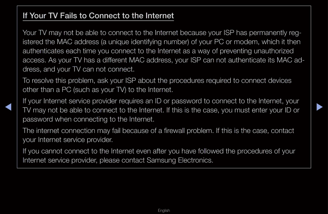 Samsung UA40D6000SNXUM, UA40D6600WMSHD, UA40D6600WNXHC, UA40D6600WNXUM manual If Your TV Fails to Connect to the Internet 