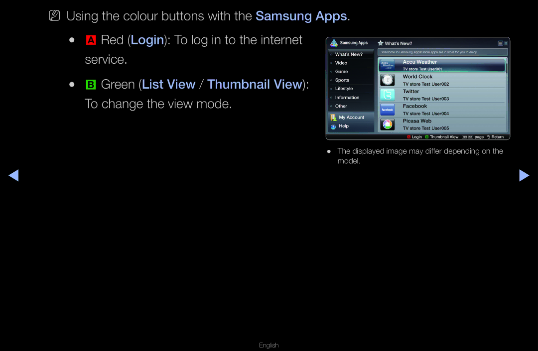 Samsung UA46D6600WMXSQ, UA40D6600WMSHD, UA40D6600WNXHC manual Green List View / Thumbnail View To change the view mode 