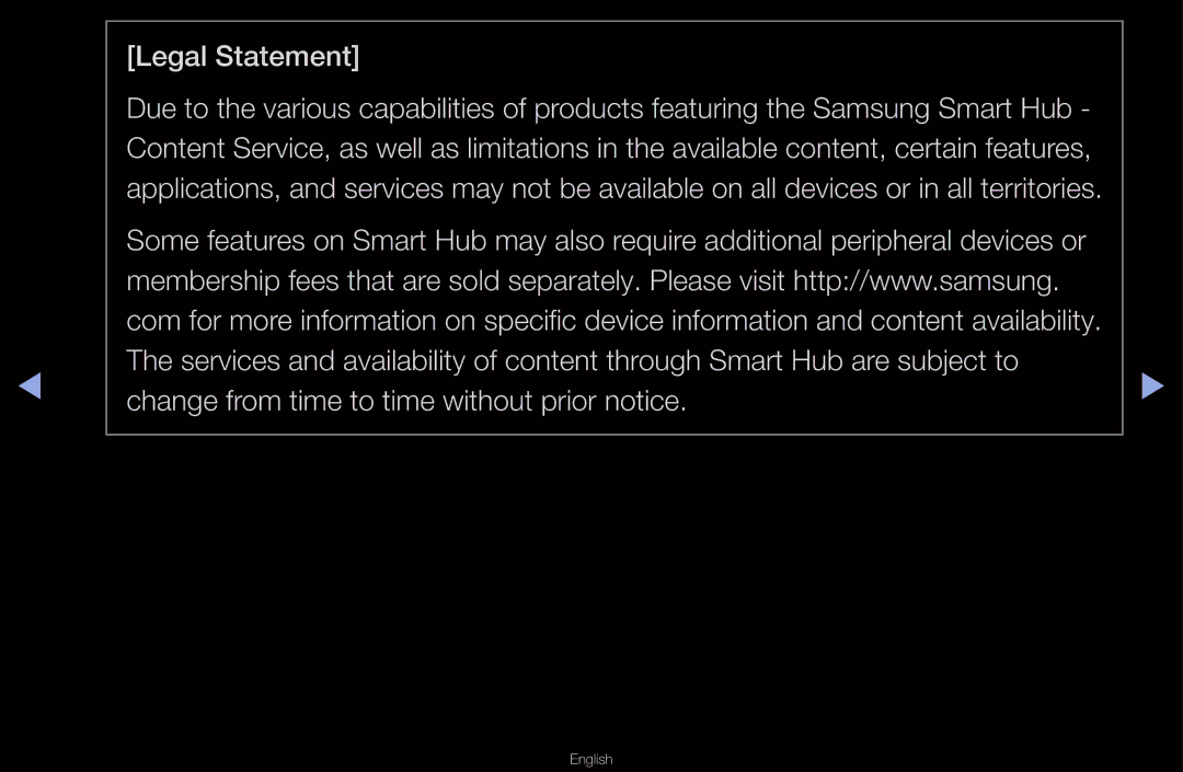 Samsung UA46D6600WMXHC, UA40D6600WMSHD, UA40D6600WNXHC, UA40D6600WNXUM, UA55D6600WMXHC, UA40D6400UMXHC manual Legal Statement 