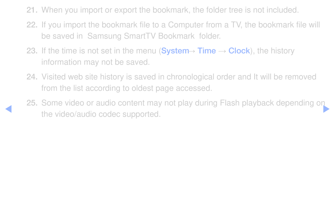 Samsung UA40D6600WMSHD, UA40D6600WNXHC manual From the list according to oldest page accessed, Video/audio codec supported 