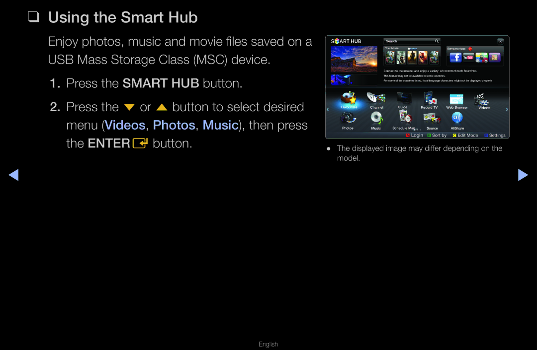 Samsung UA40D6600WNXHC, UA40D6600WMSHD, UA40D6600WNXUM, UA55D6600WMXHC, UA40D6400UMXHC, UA46D6400UMSHD Using the Smart Hub 