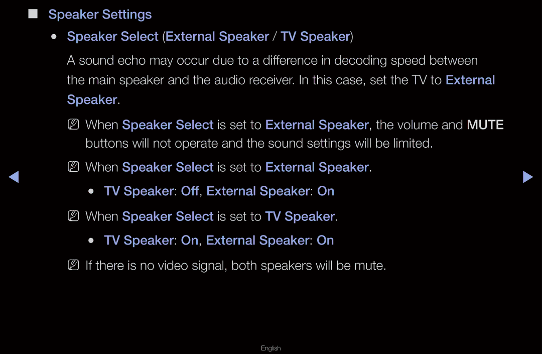 Samsung UA40D6000SMXSQ, UA40D6600WMSHD, UA40D6600WNXHC manual NN If there is no video signal, both speakers will be mute 