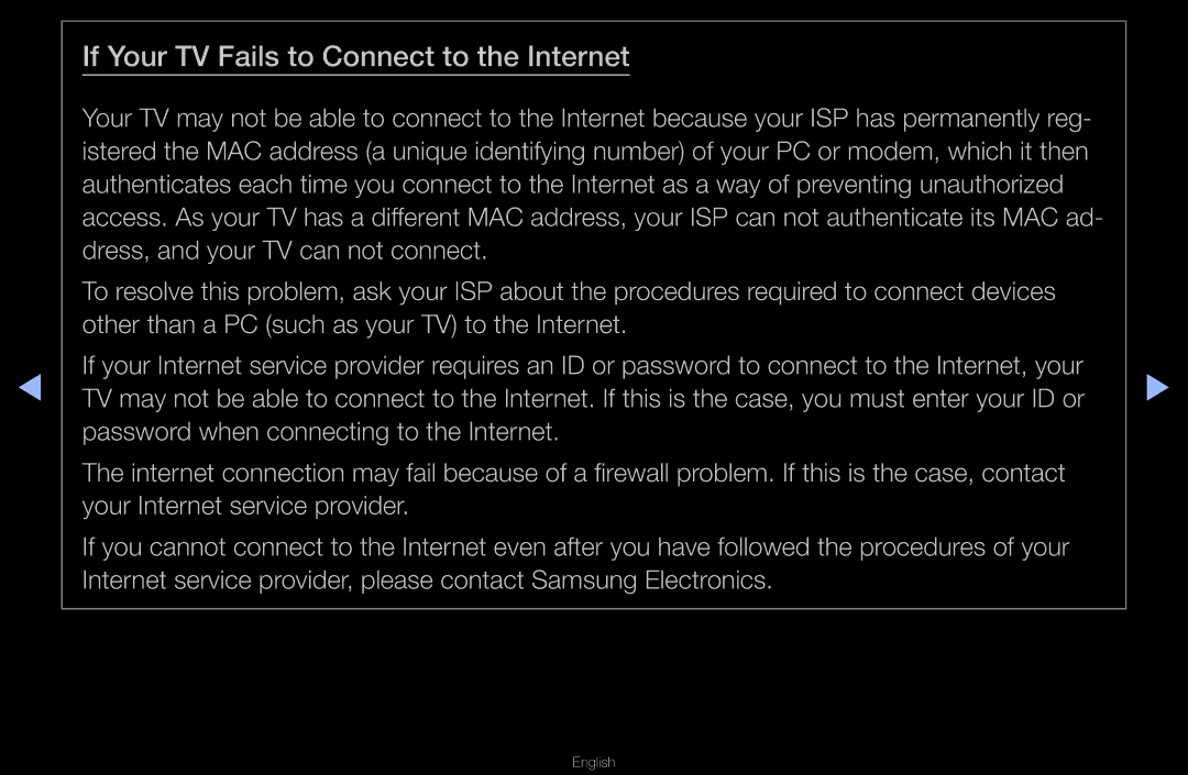 Samsung UA40D6000SMXHC, UA40D6600WMSHD, UA40D6600WNXHC, UA40D6600WNXUM manual If Your TV Fails to Connect to the Internet 