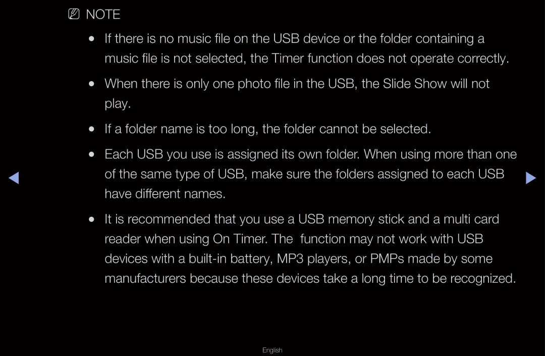 Samsung UA40D6000SMXSQ manual Play, If a folder name is too long, the folder cannot be selected, Have different names 