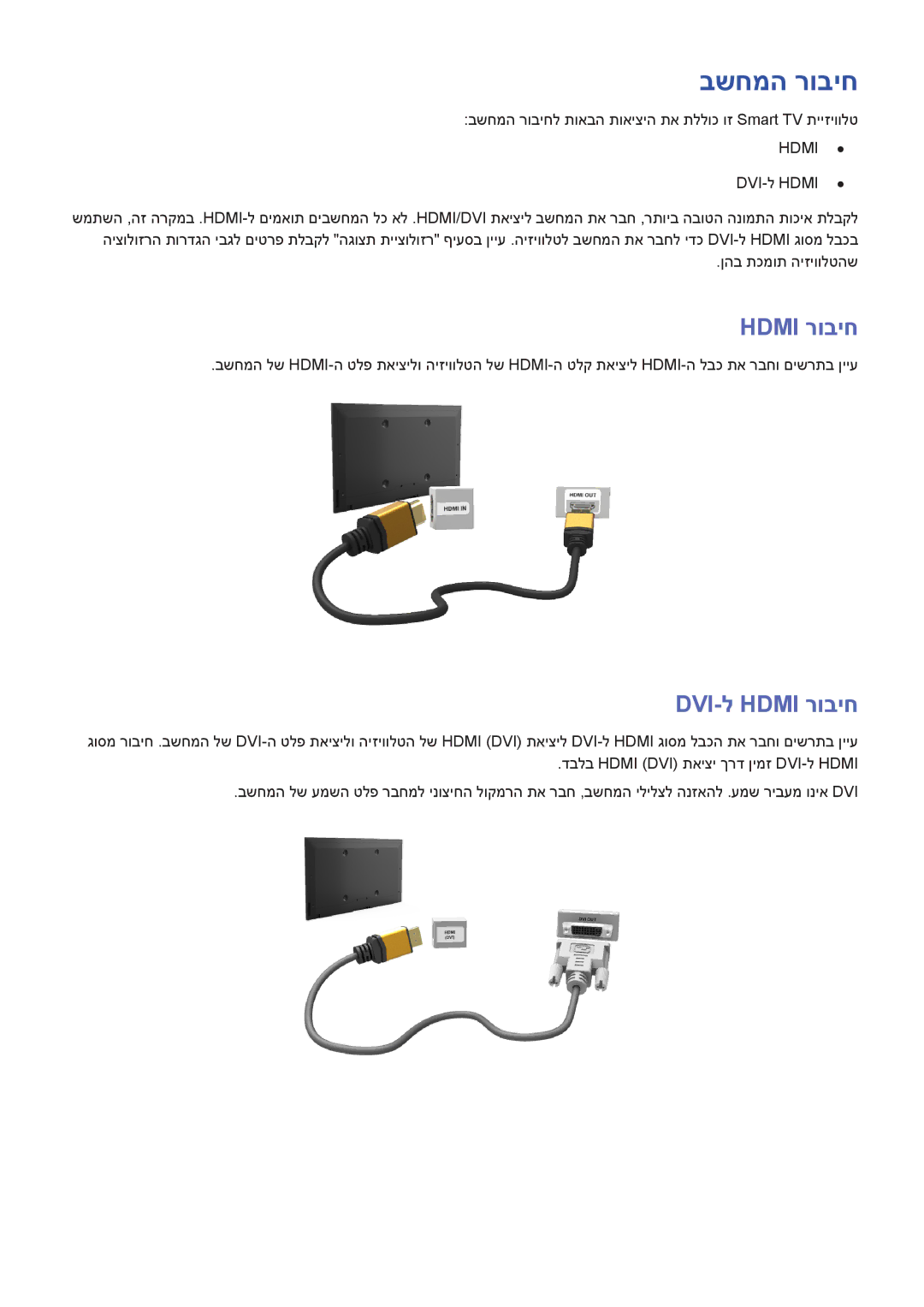 Samsung UA75F6400AMXSQ, UA40F5300AMXSQ, UA65F6400AMXSQ, UA50F6800AMXSQ, UA46F5300AMXSQ manual בשחמה רוביח, DVI-ל Hdmi רוביח 