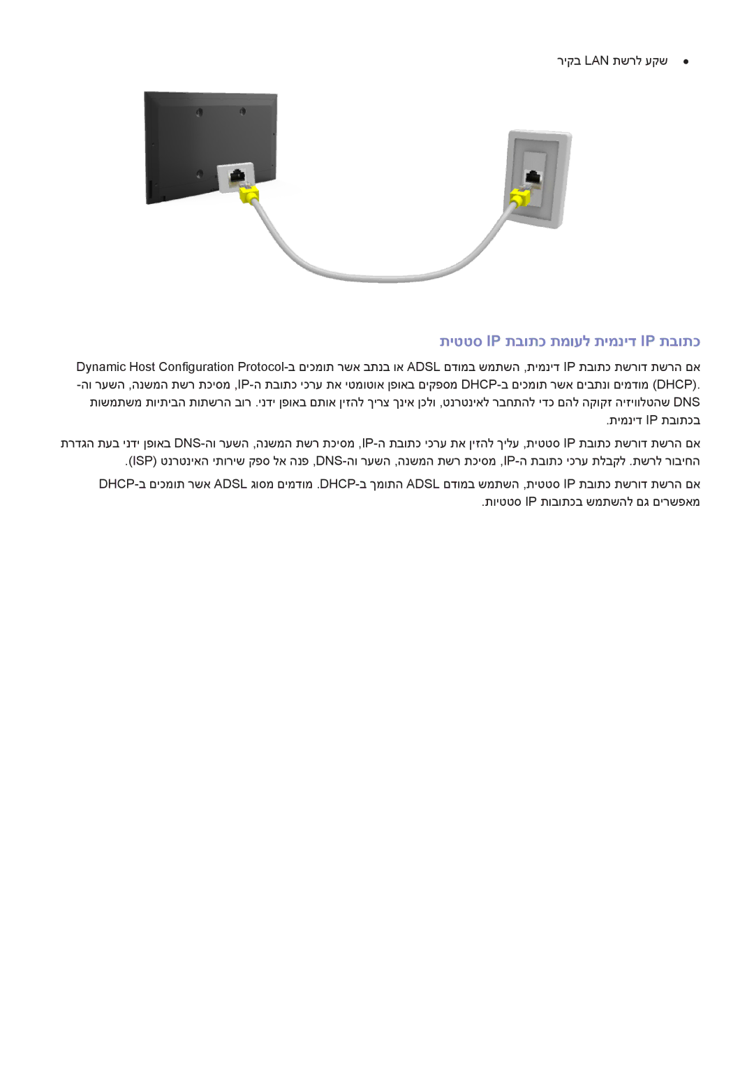 Samsung UA32F4500AMXSQ, UA40F5300AMXSQ, UA65F6400AMXSQ, UA50F6800AMXSQ, UA46F5300AMXSQ תיטטס Ip תבותכ תמועל תימניד Ip תבותכ 