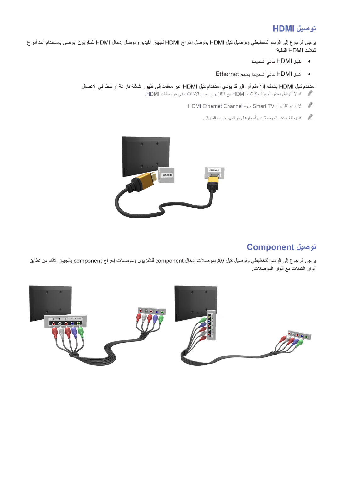 Samsung UA55F6400ARXMM, UA40F5500ARXUM, UA40F6800ARXUM, UA60H6300ARXMM, UA60H6300ARXZN manual Hdmi ليصوت, Component ليصوت 