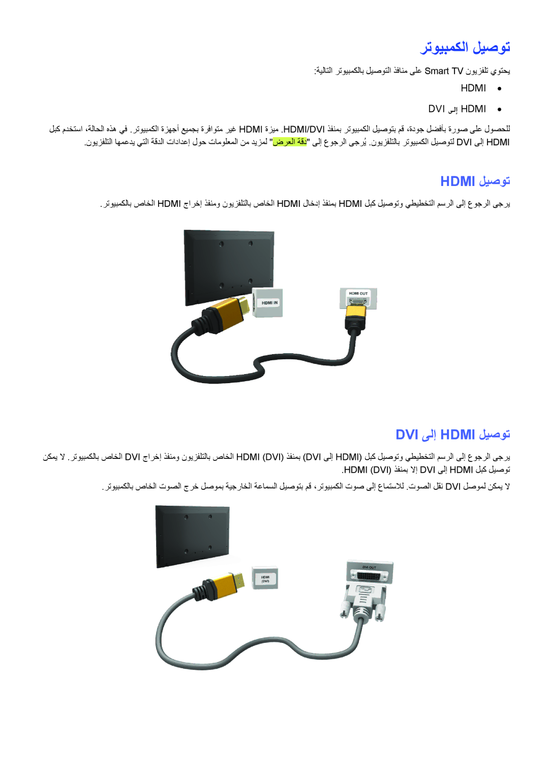 Samsung UA32F5500ARXUM, UA40F5500ARXUM, UA40F6800ARXUM, UA60H6300ARXMM, UA60H6300ARXZN رتويبمكلا ليصوت, DVI ىلإ Hdmi ليصوت 