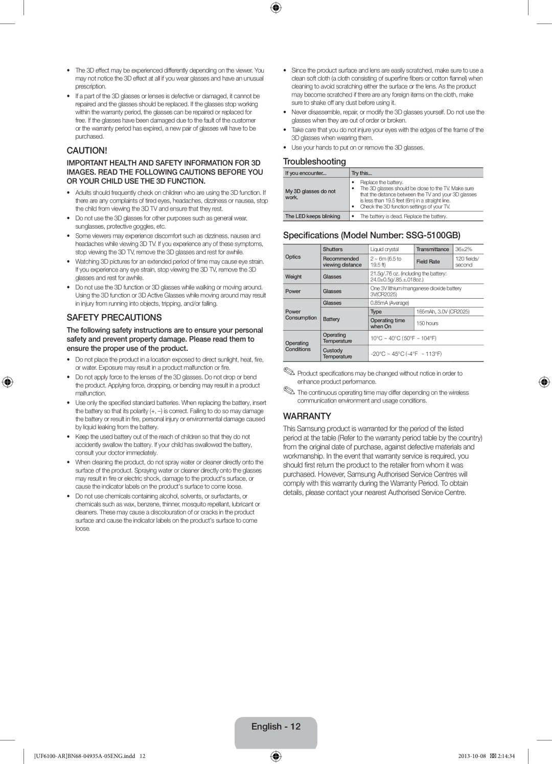 Samsung UA55F6100ARXXV, UA40F6100ARXUM, UA32F6100ARXUM, UA55F6100ARXUM manual Safety Precautions, Enhance product performance 