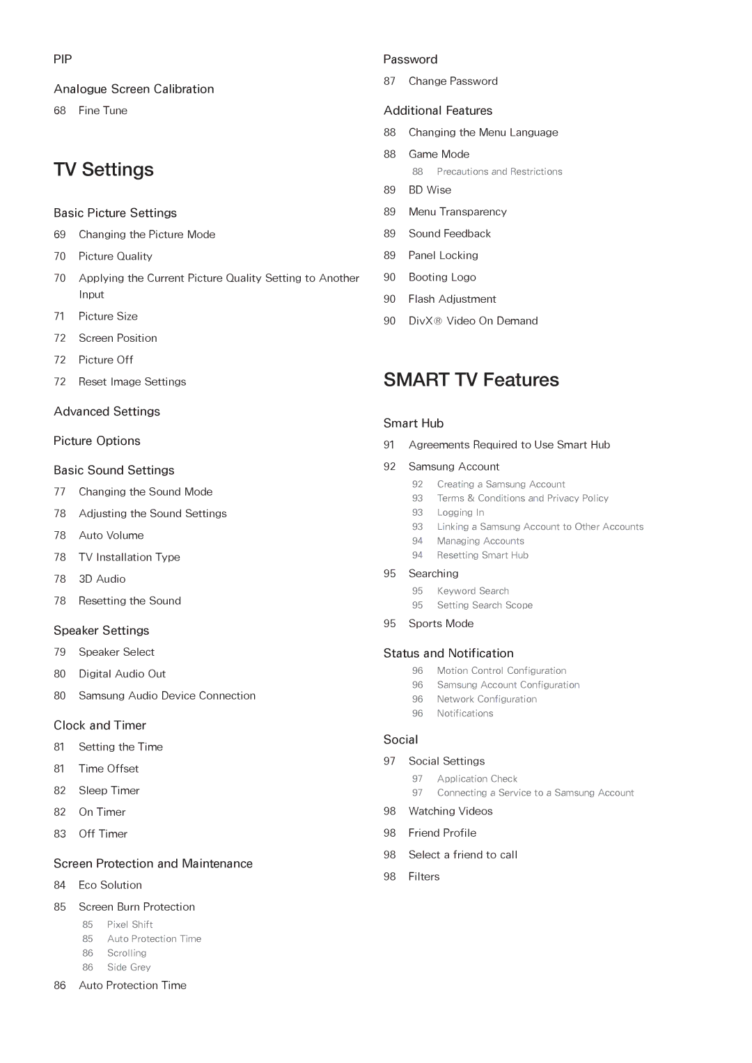 Samsung UA32F4500ARXSK, UA40F6800ARXZN, UA40F6800ARXSK, UA40F5500ARXSK, UA50F5500ARXSK, UA65F6400ARXSK manual TV Settings 