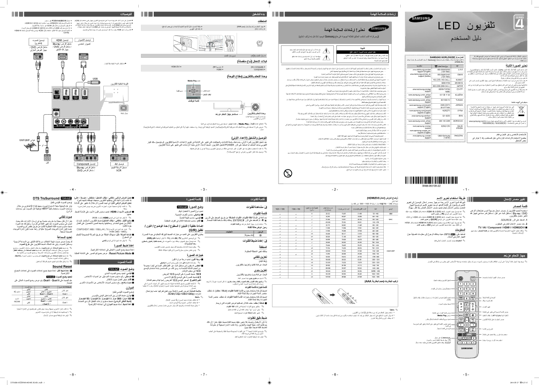 Samsung UA48H4200ARXSK manual تاقحلملا, ةتباثلا ةروصلا ريذحت, ةحوللا حاتفم نويزفلتلاب مكحتلا ةدحو, يئاقلت توص, يودي نيزخت 