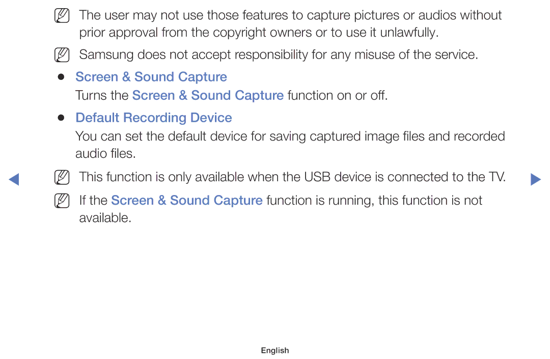 Samsung UA40H4200AWXSQ, UA40H5003AKXXV, UA48H5003AKXXV, UA32FH4003KXXV manual Screen & Sound Capture, Default Recording Device 