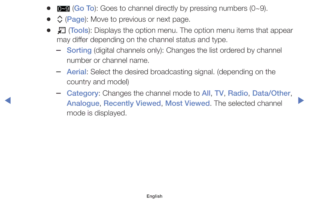 Samsung UA48H4200AWXSQ, UA40H4200AWXSQ, UA40H5003AKXXV manual Analogue, Recently Viewed, Most Viewed. The selected channel 