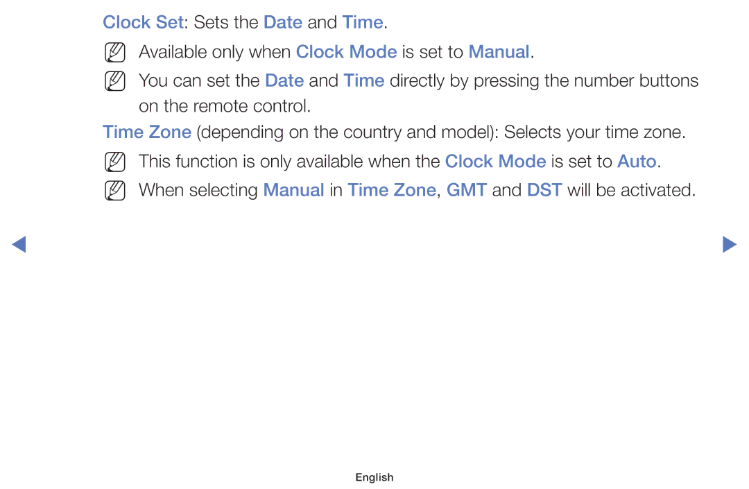 Samsung UA32FH4003KXXV, UA40H4200AWXSQ, UA40H5003AKXXV, UA48H5003AKXXV, UA40H4200AKXXV manual Clock Set Sets the Date and Time 