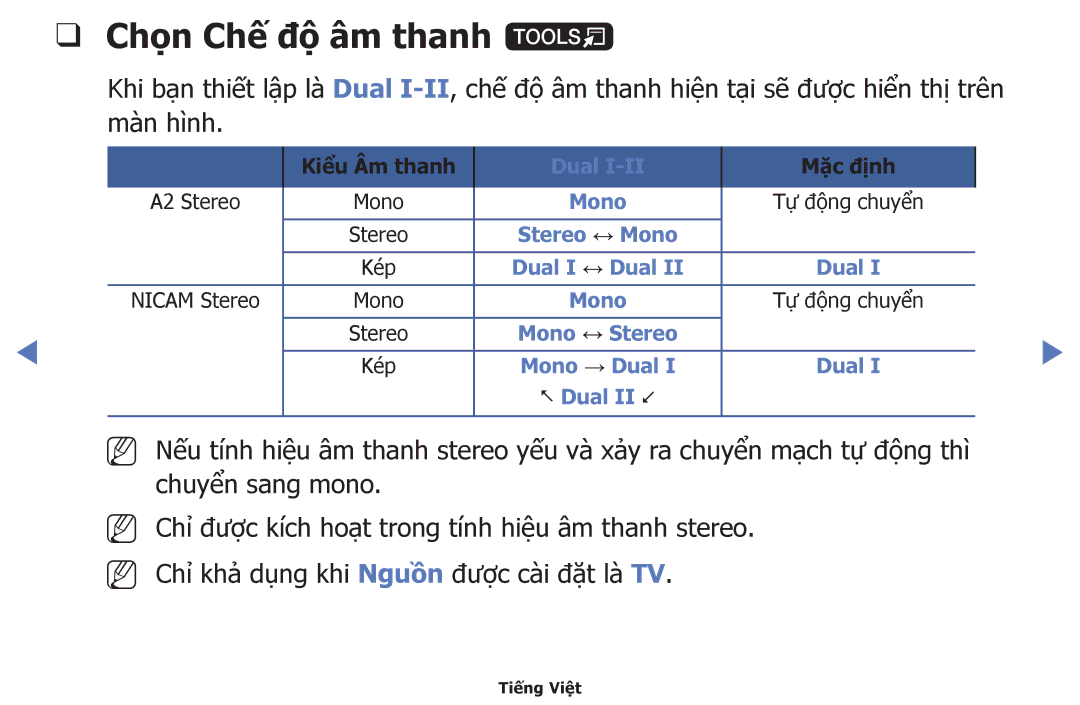 Samsung UA40H5142AKXXV, UA40H5150AKXXV, UA32H4100AKXXV, UA32H4100ARXXV, UA48H5100AKXXV manual Chọn Chế độ̣ âm thanh t, Nn Nn 