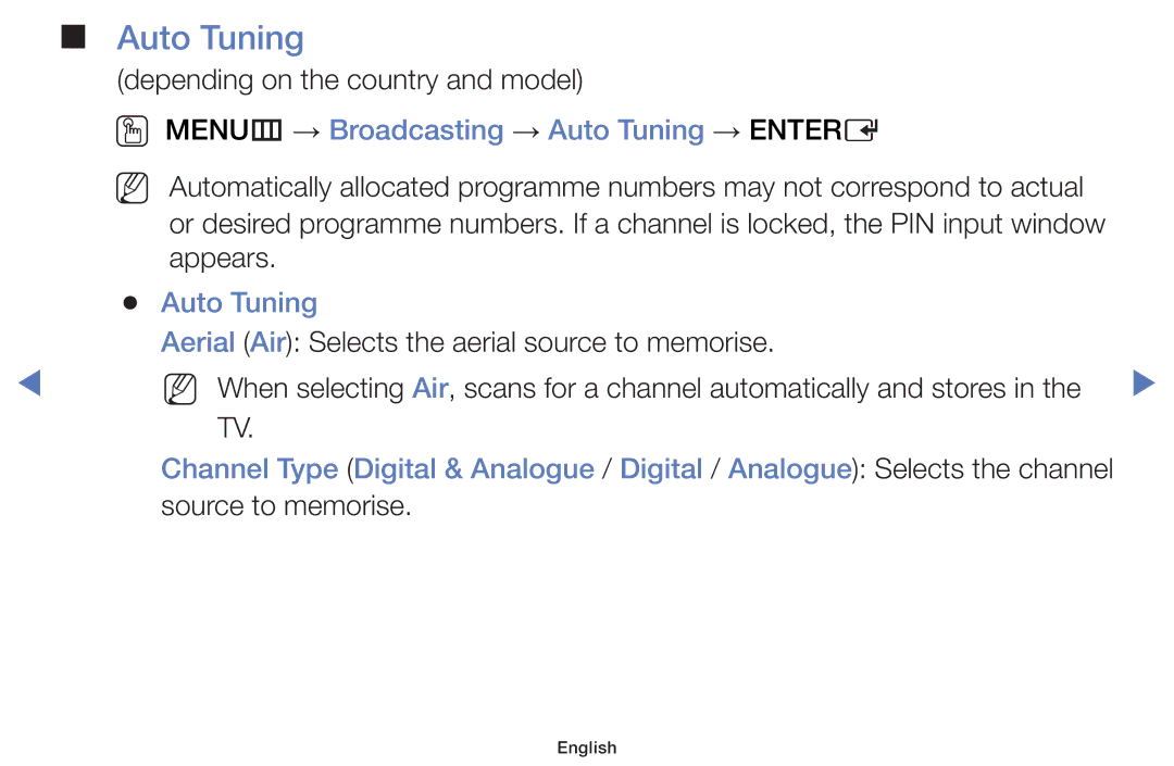 Samsung UA48H5100AKXXV, UA40H5150AKXXV manual OO MENUm → Broadcasting → Auto Tuning → Entere, Source to memorise 