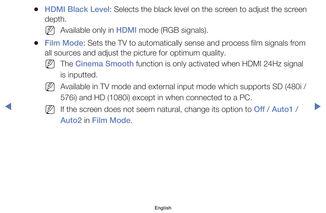 Samsung UA32H5100AWXSQ, UA40H5150AKXXV, UA32H4100AKXXV, UA32H4100ARXXV, UA48H5100AKXXV, UA48H5150AKXXV manual Auto2 in Film Mode 