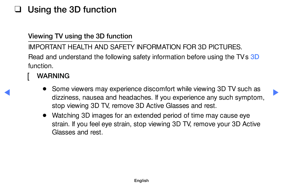 Samsung UA40H5100AKXXV, UA40H5150AKXXV, UA32H4100AKXXV, UA32H4100ARXXV manual Using the 3D function, Glasses and rest 