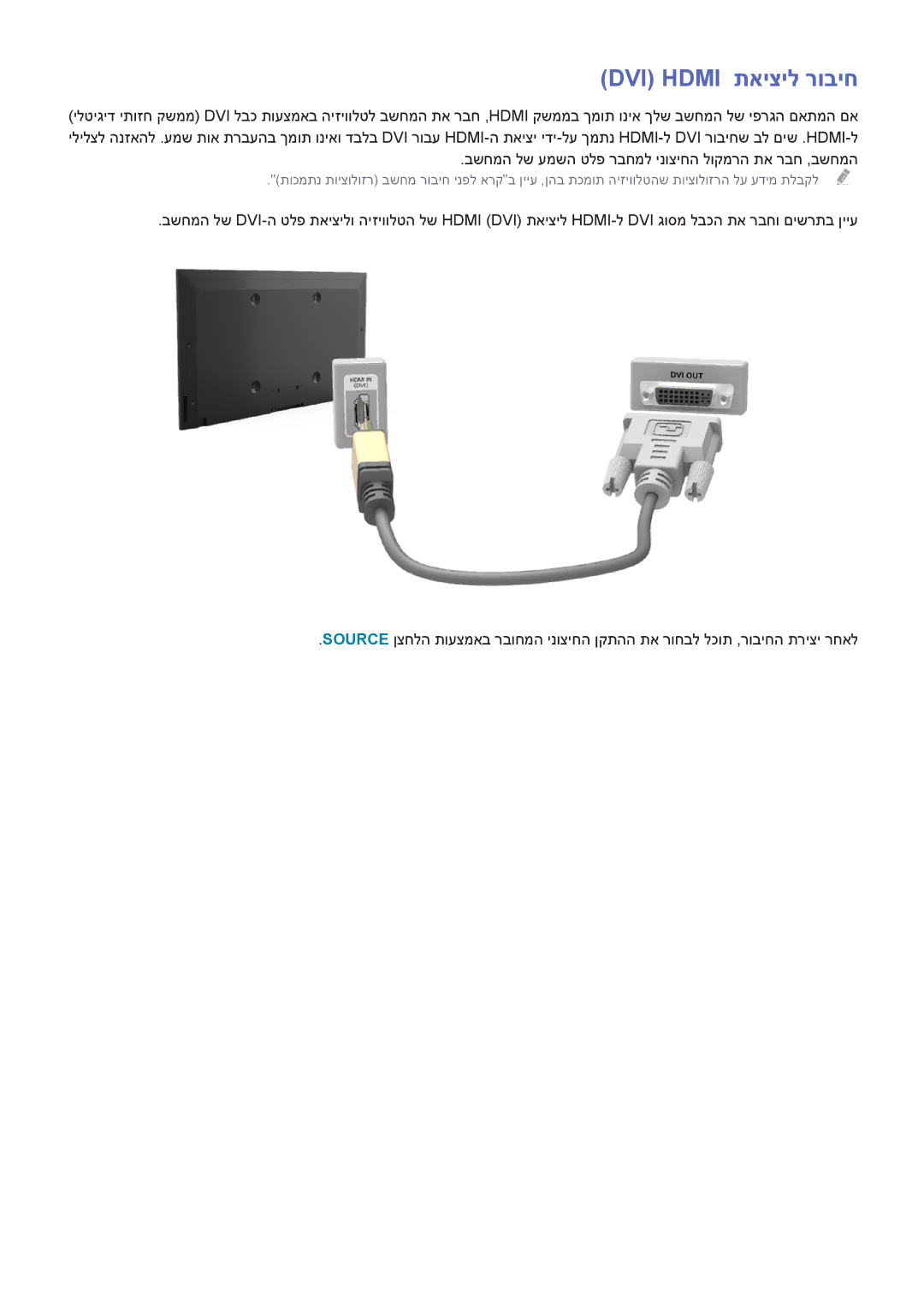 Samsung UA55H6203AWXSQ, UA40H5303AWXSQ, UA40H6203AWXSQ, UA46H6203AWXSQ, UA32H4303AWXSQ, UA58H5200AWXSQ Dvi Hdmi‏ ‎תאיציל רוביח 