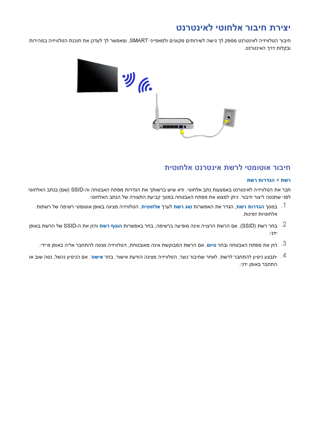 Samsung UA46H6203AWXSQ, UA40H5303AWXSQ, UA40H6203AWXSQ manual טנרטניאל יטוחלא רוביח תריצי, תיטוחלא טנרטניא תשרל יטמוטוא רוביח 