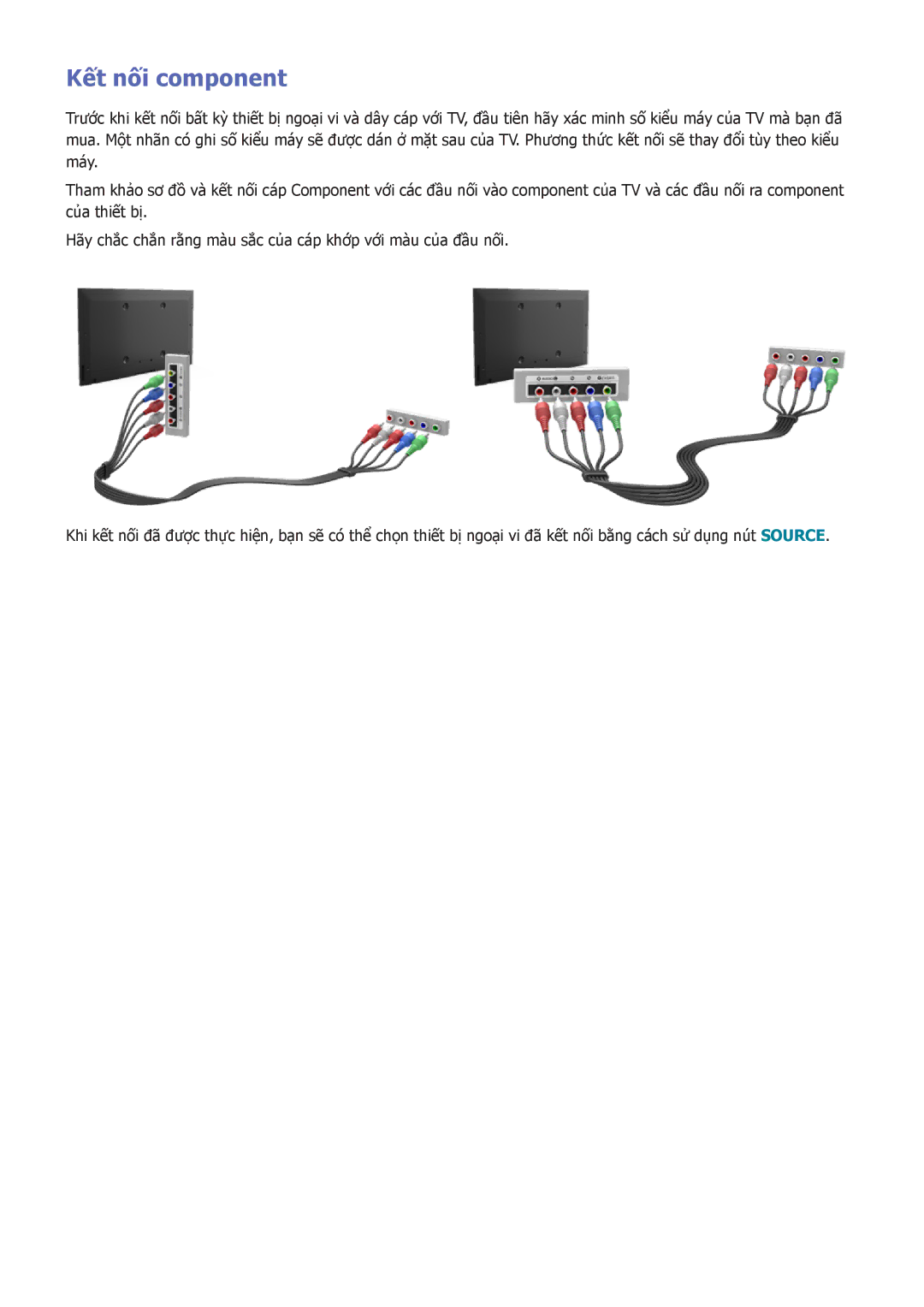 Samsung UA65H7000AKXXV, UA40H5552AKXXV, UA48H6300AKXXV, UA40H5510AKXXV, UA32H5500AKXXV, UA50HU7000KXXV manual Kết nối component 