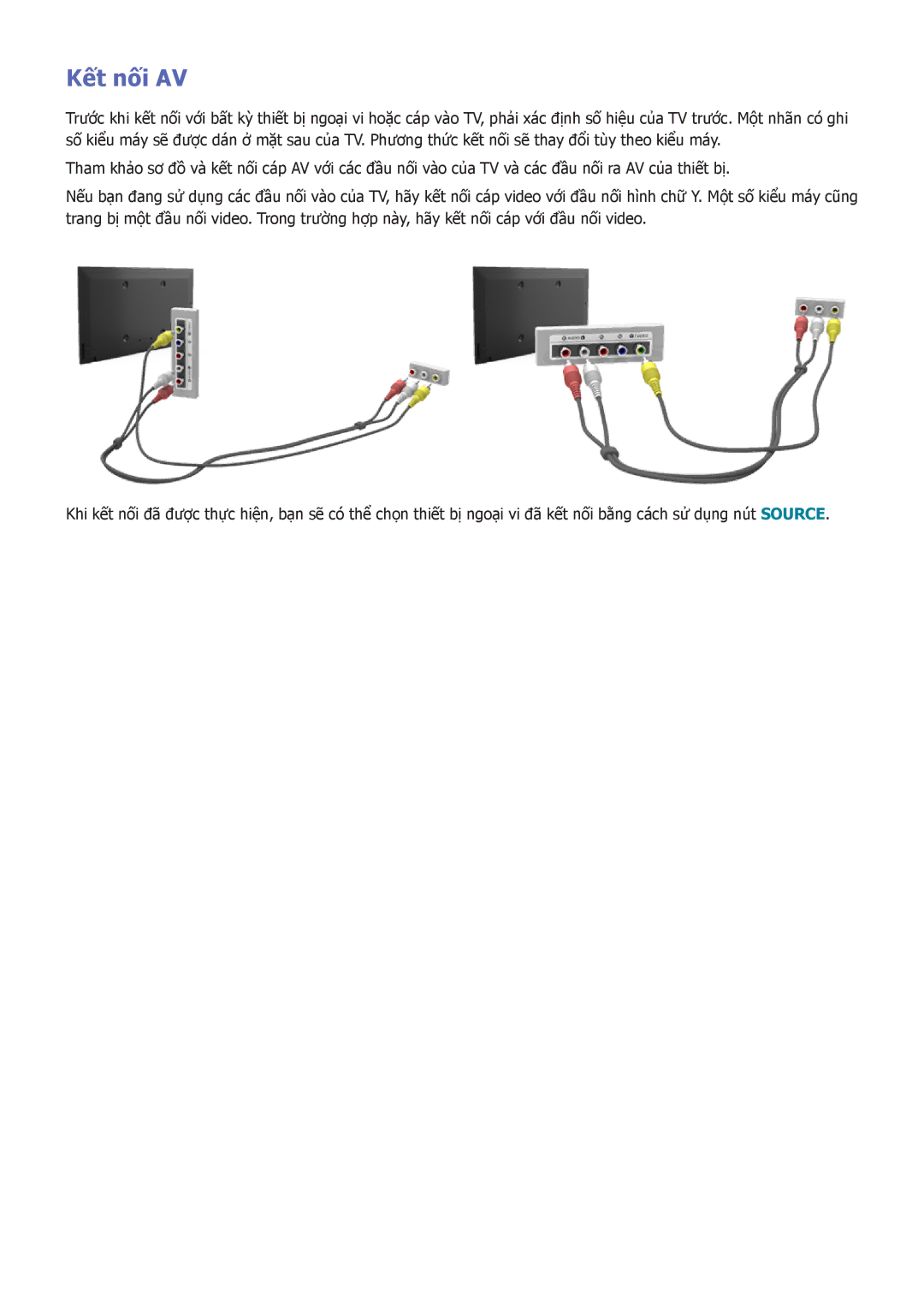 Samsung UA40H5552AKXXV, UA48H6300AKXXV, UA40H5510AKXXV, UA32H5500AKXXV, UA50HU7000KXXV, UA40H5500AKXXV manual Kết nối AV 