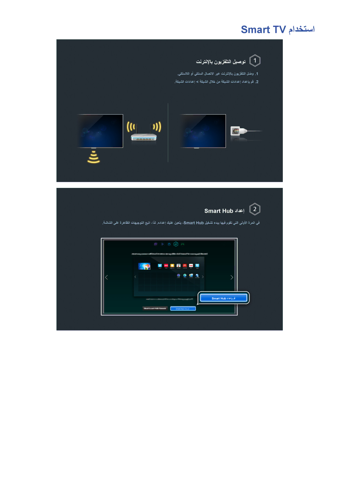 Samsung UA55HU8500RXEG, UA40HU7000RXSK, UA55HU7200RXSK, UA55HU8500RXSK manual Smart TV مادختسا, تنرتنلإاب نويزفلتلا ليصوت 