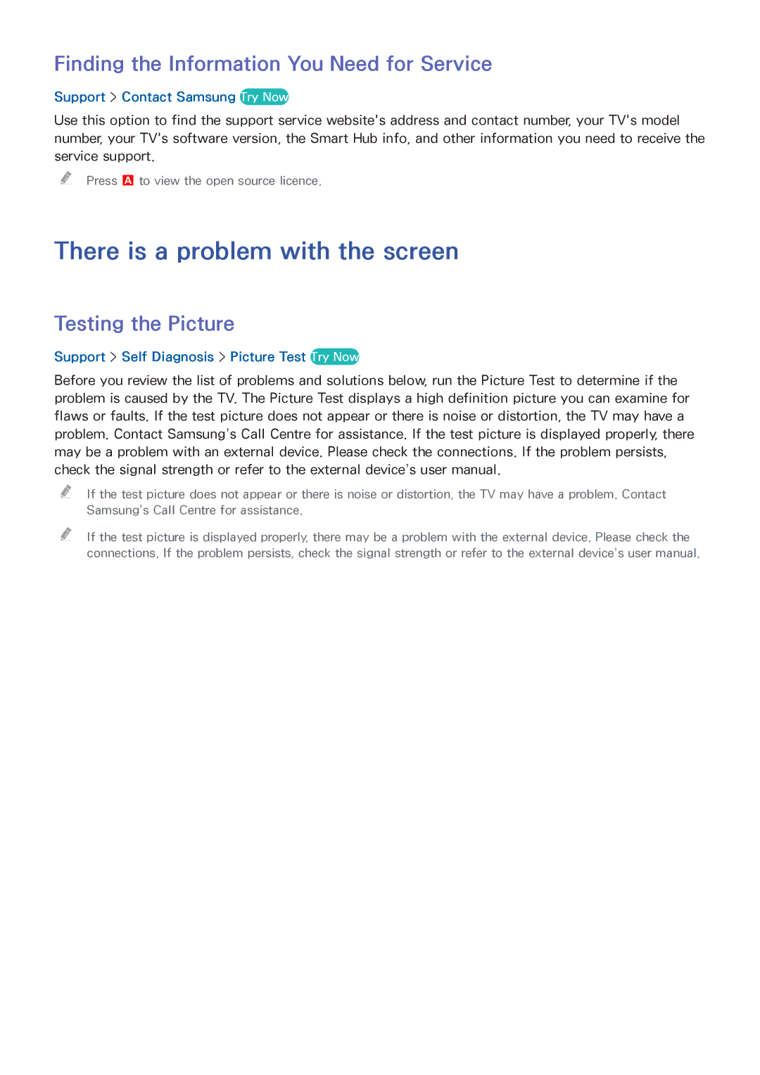 Samsung UA55HU7200RXMM, UA40HU7000RXSK There is a problem with the screen, Finding the Information You Need for Service 