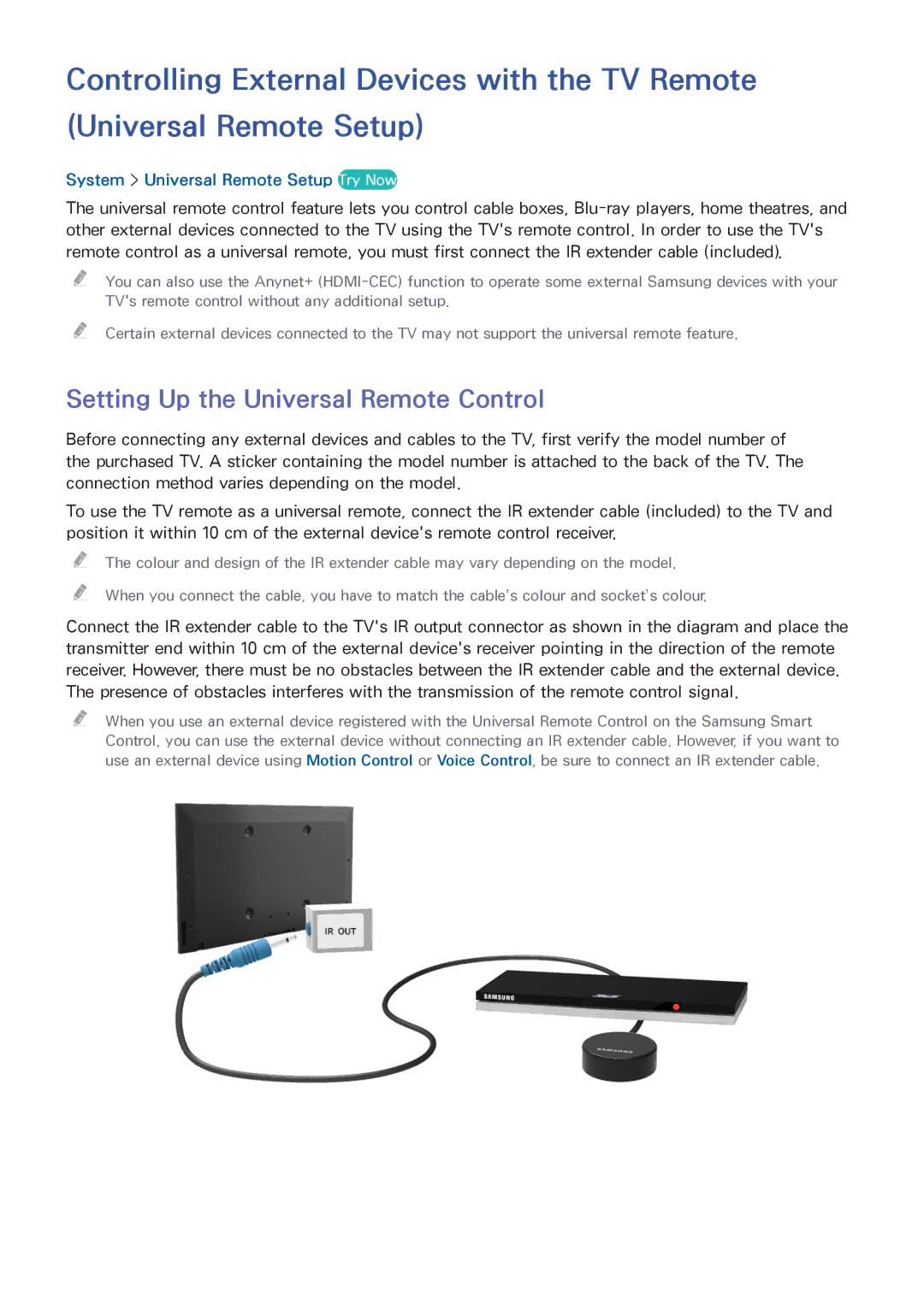 Samsung UA65HU7200RXSK, UA40HU7000RXSK manual Setting Up the Universal Remote Control, System Universal Remote Setup Try Now 