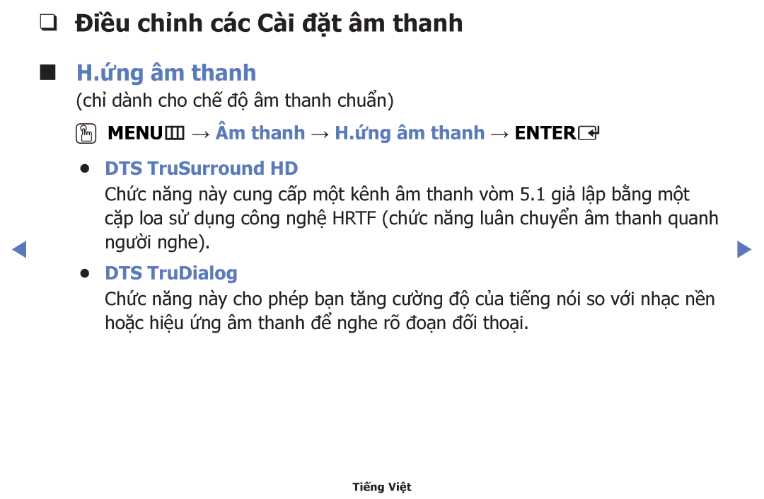 Samsung UA48J5000AKXXV, UA40J5200AKXXV, UA32J4003AKXXV manual Điều chỉnh các Cài đặt âm thanh H.ứng âm thanh, DTS TruDialog 