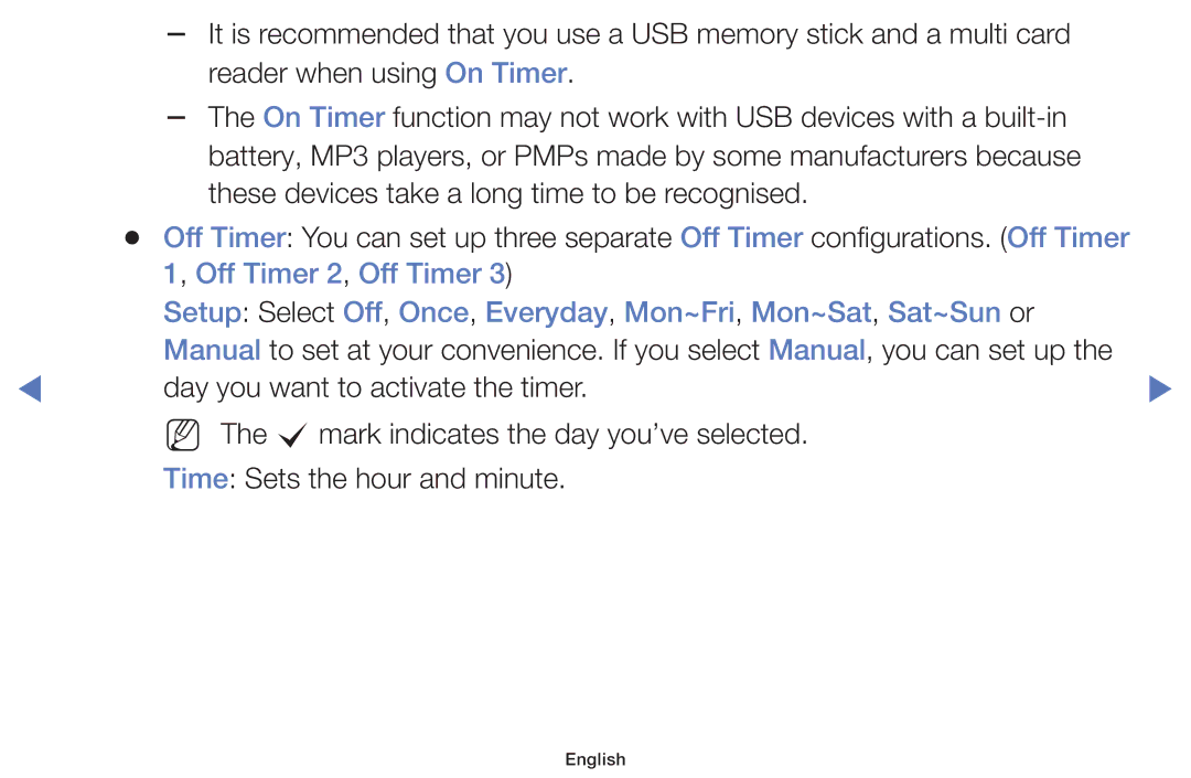 Samsung UA40J5000AWXSQ, UA40J5200AKXXV, UA32J4003AKXXV, UA40J5000AKXXV, UA48J5000AKXXV Day you want to activate the timer 