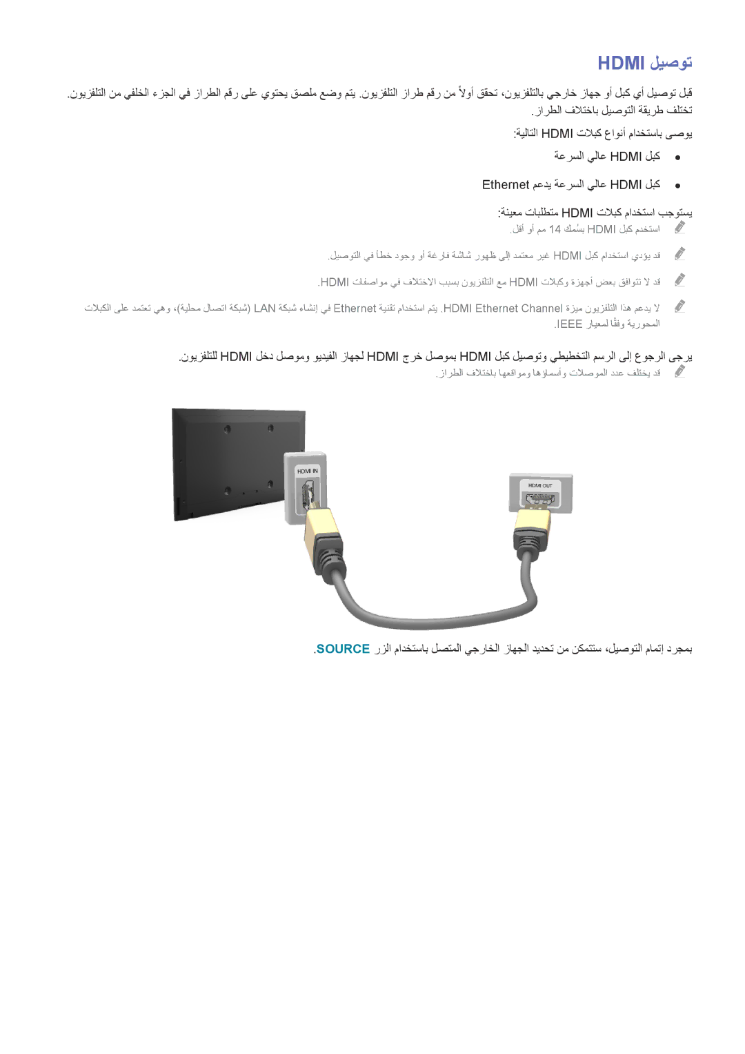 Samsung UA48J5200ARXUM, UA40J5200DRXUM, UA40J5200ARXUM, UA58J5200ARXUM, UA32J4003ARXUM Hdmi ليصوت, Ieee رايعمل اقفوً ةيروحملا 