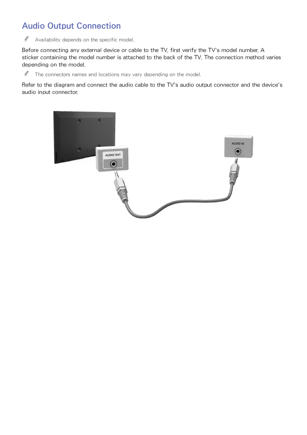 Samsung UA40J5200ARXUM, UA40J5200DRXUM, UA48J5200ARXUM, UA58J5200ARXUM, UA32J4003ARXUM, UA49J5200ARXUM Audio Output Connection 